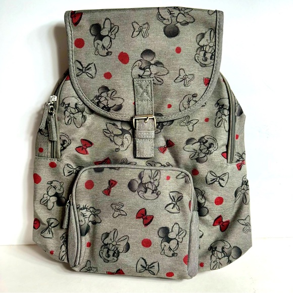 NWT. Disney Minnie Mouse Gray AOP Backpack
Adjustable Shoulder Straps,